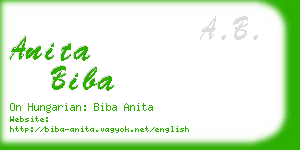 anita biba business card